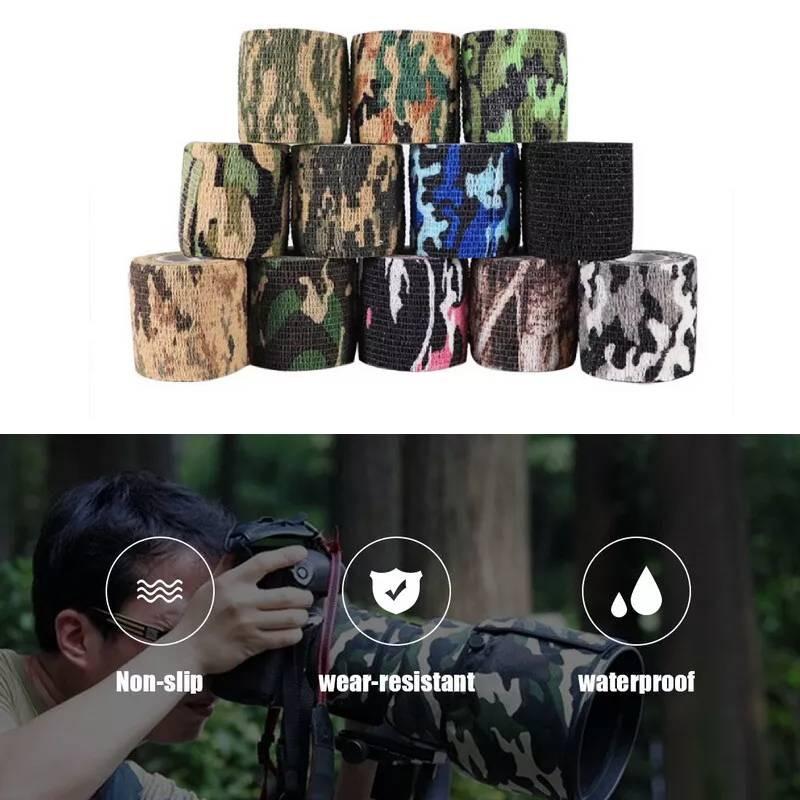 Self Adhesive Stretchable Camouflage Tape For Outdoor Use With Non Sticky Fabric In Multiple Colors And Patterns For Easy Application
