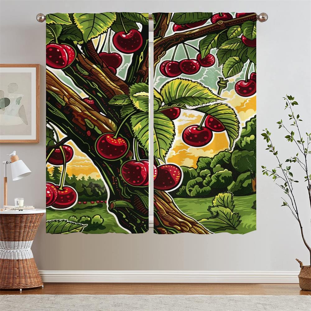 

Современное украшение дома. Оконная занавеска «Вишня созрела». Затемняющие шторы для гостиной. Тюль «Щупальца» на кухне. W50xH70cmx2pcs-CL