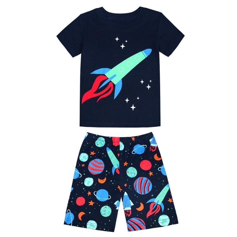 Boys' set car letter pattern positioning print round neck short sleeved T-shirt paired with shorts cool boys' two-piece set