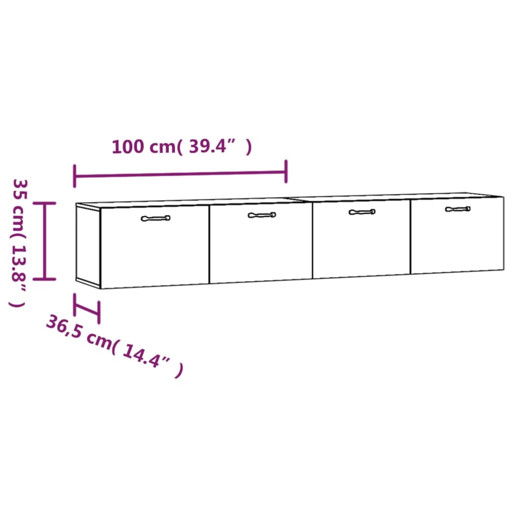 Wall Cabinets 2 pcs Concrete Grey 100 x 36.5 x 35 cm Particleboard
