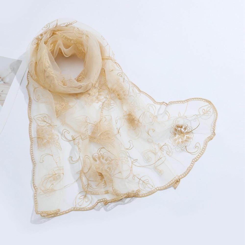 Flower Pattern Retro Scarf Elegant Embroidered Flower Scarf New Lace Scarf  Casual Wear