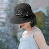 Women's Sun Hat Handmade Straw Woven Bucket Hat with Bow Foldable Sun Protection Fishing Hat for Outdoor Travel Beach