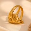 Fashionable Double Layers Geometric Knot Rings 18K Gold Plated Sturdy Stainless Steel Accessory for Women Daily Wear