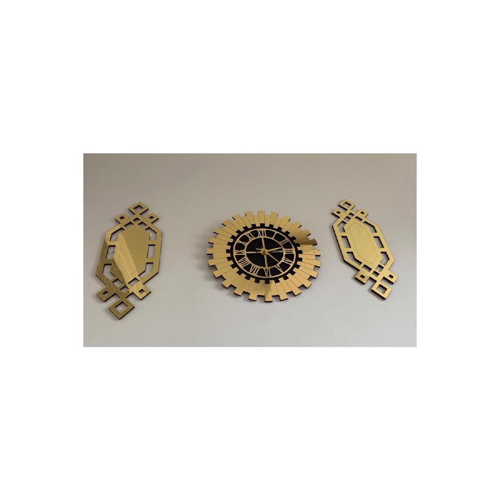 Decorative Wall Clock Set Of 3 40 Cm Stylish Roman Numeral Luxury Sun Clock 18 X 48 Cm Baklava Paintings