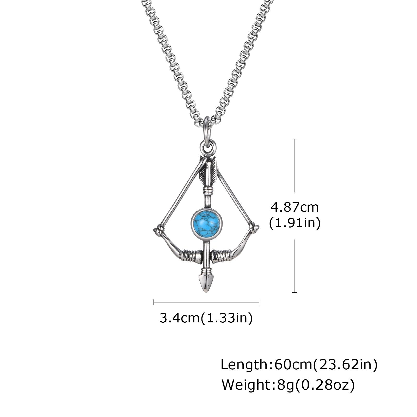 

Vintage Blue Natural Stone Necklace, Stainless Steel Rudder Lucky Eye Fatima Hamsa Hand Pendant, Stylish Hip Hop Punk Jewelry