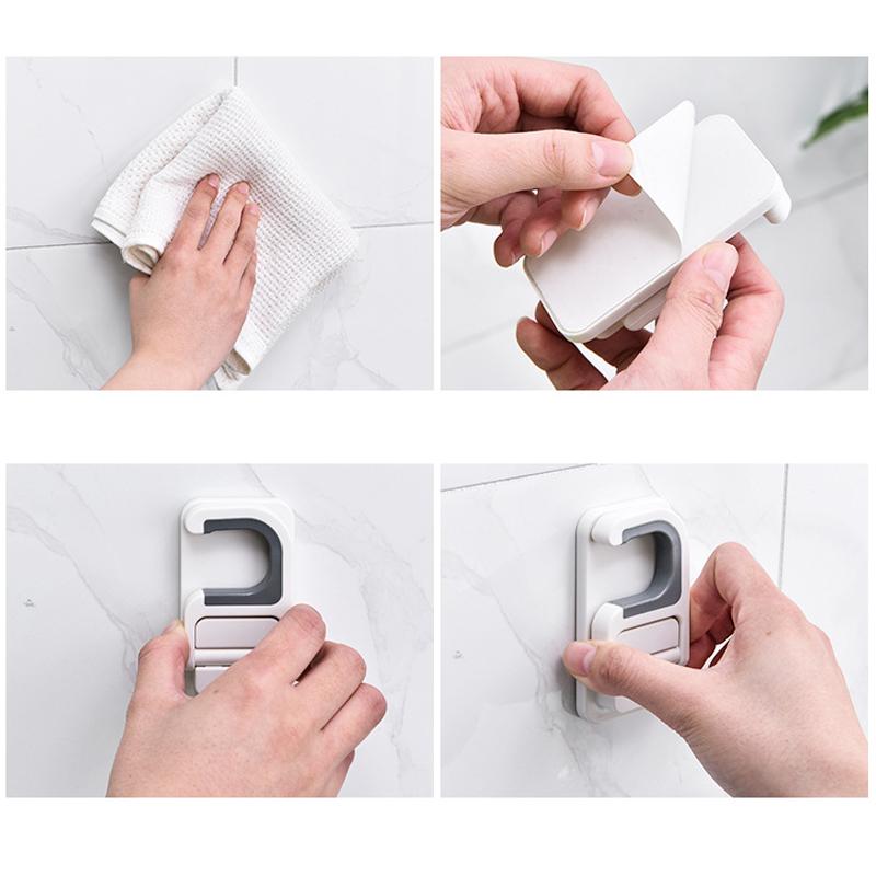 Nástěnný držák na koště a mop, samolepicí držák na koště, kartáč a mop, organizér, kuchyňský úložný prostor, víceúčelový háček