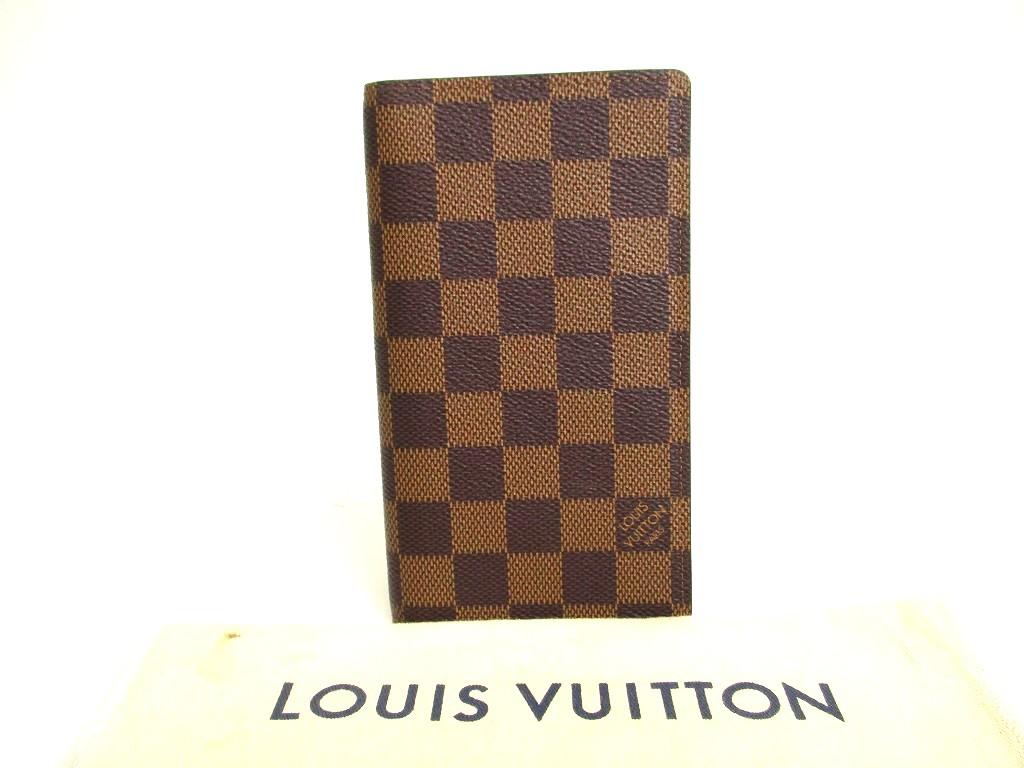 Authentic LOUIS VUITTON Damier Brown Leather Card Holder Notebook Cover #a903  Refurbished