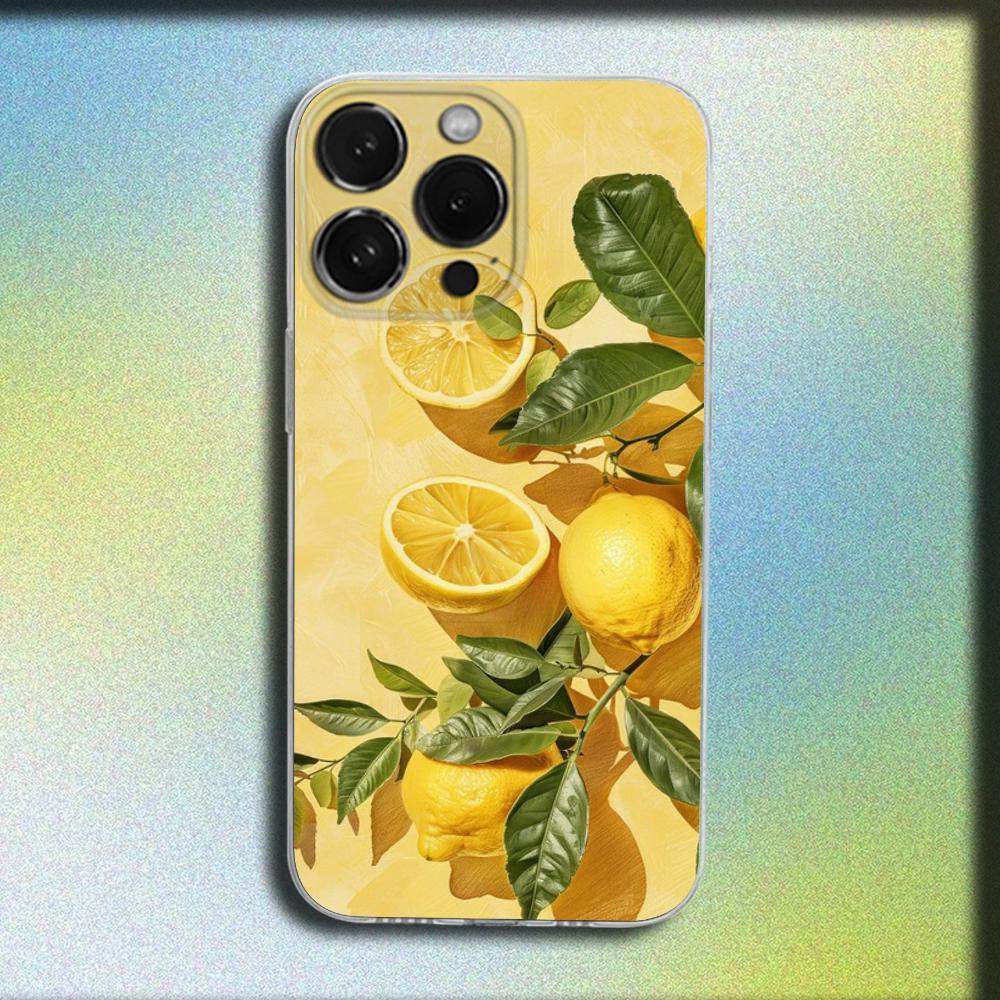 Frukt Citron Konst Mönster Telefonfodral För iPhone 16,15,14,13,12,11 Plus,Pro,Max,XR,XS,X,Plus,SE,Mini Genomskinligt Mjukt Skydd