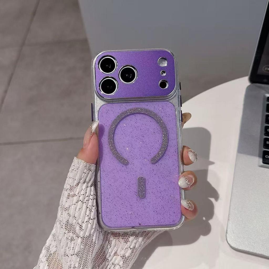 iPhone 17 Pro Max Transparent Glitter Magnetic Case with Precise Fit