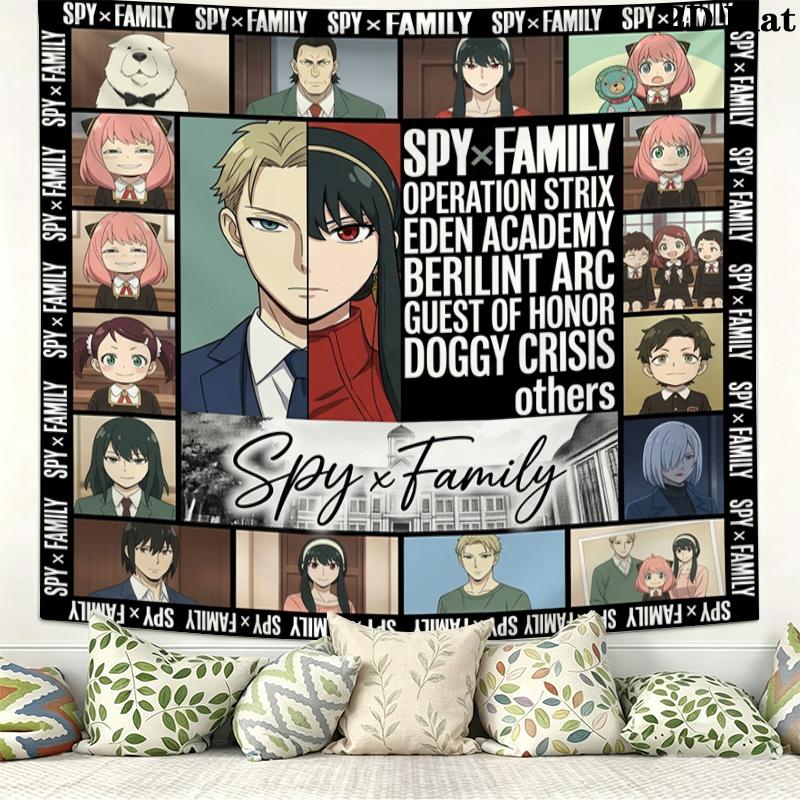 Spy Family Wall Tapestry Aesthetic Wall Hanging Printed Fabric Blanket Decorative Tapestries For Bedroom Living Room Home Decor