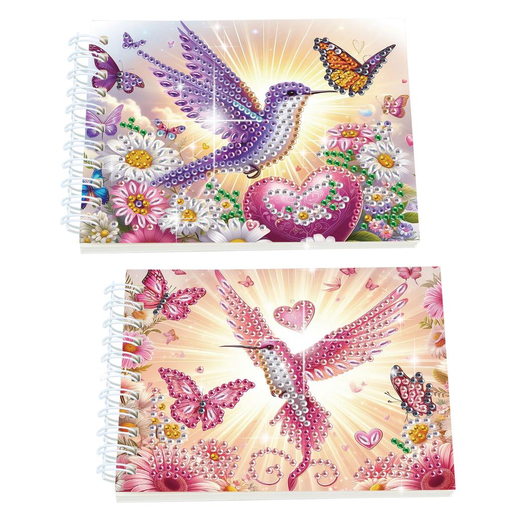 2 Pack Flower Animal DIY Diamond Painting Journals Notebooks Special Shaped Diamond Art Diary Book Christmas Gift for Adults