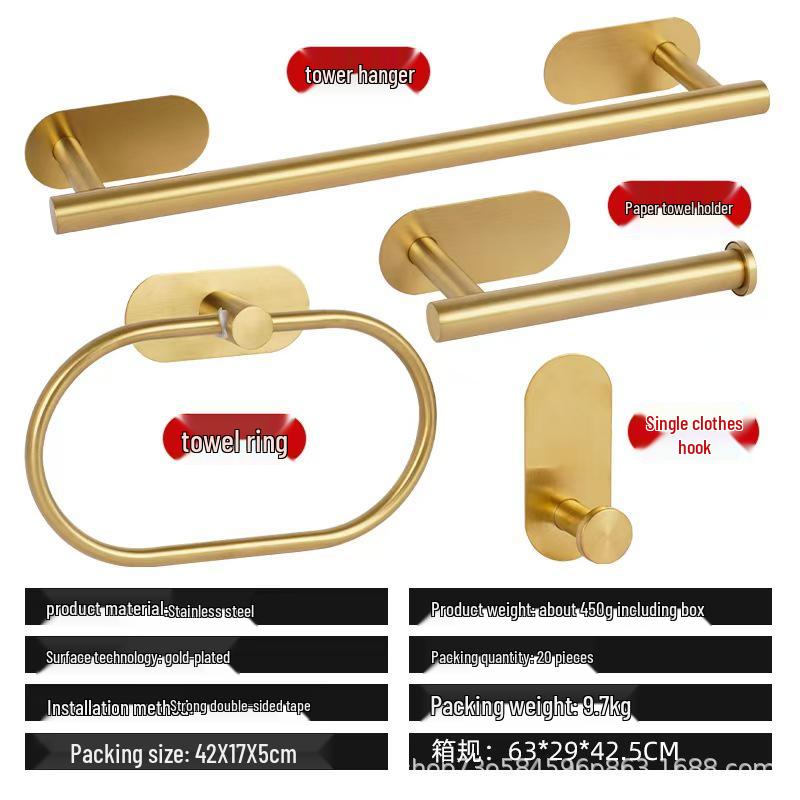 Stainless Steel No-Drill Bathroom Tissue & Towel Holder Rack