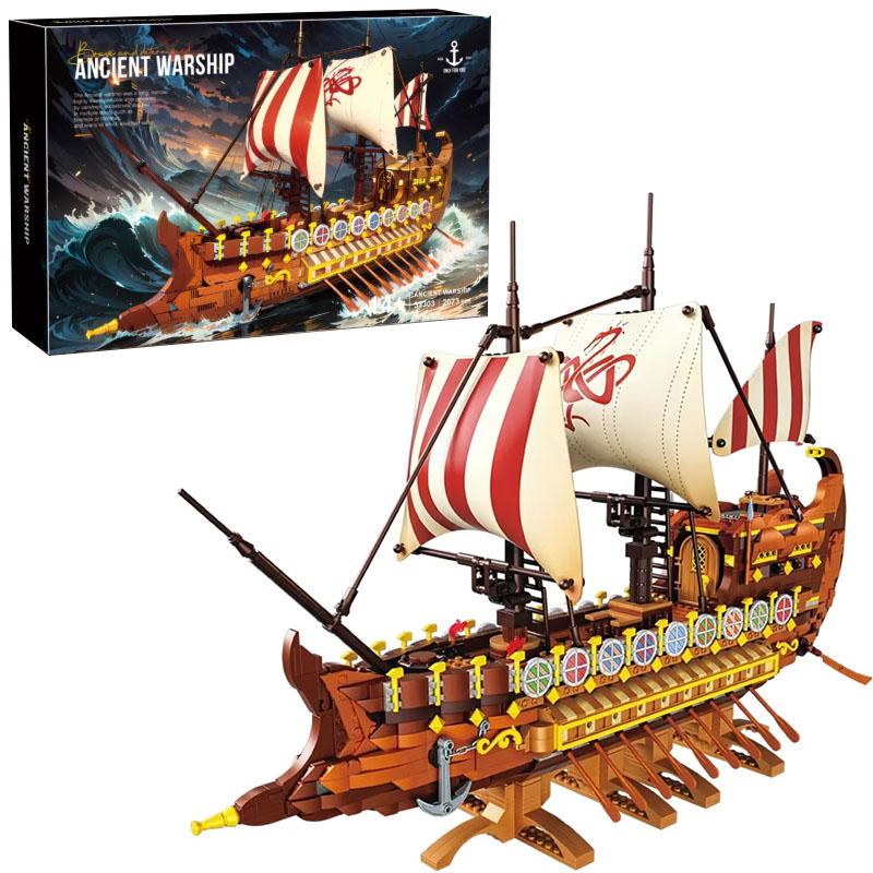 2073PCS Viking Longship Building Blocks Giant War Pirate Ship Model Bricks Desktop Decoration Kids DIY Educational Toys Gifts
