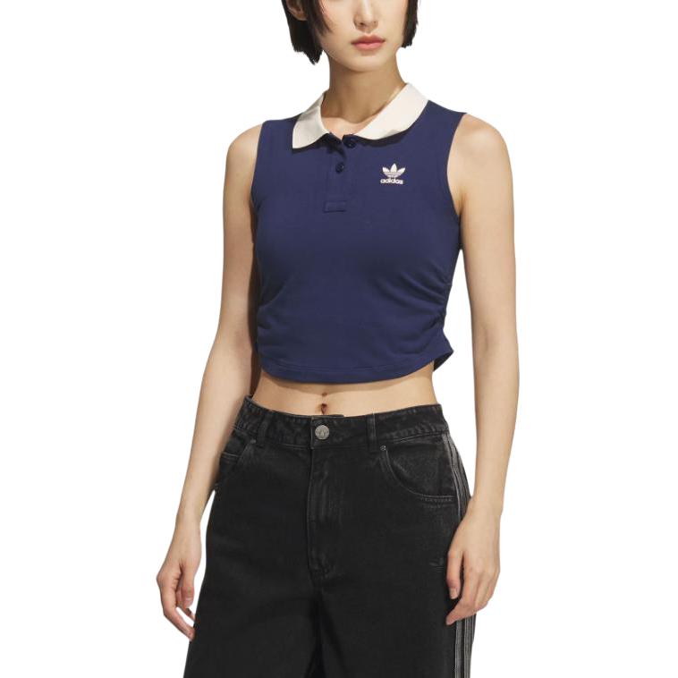 adidas Originals SS25 Gewatteerd Tanktop Polo Mode Veelzijdig Comfortabel Vest met Korte Kraag Dames Tops KE3893