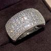 Women's Half Circle White Gold-Plated Ring with Shiny Zircon Diamonds