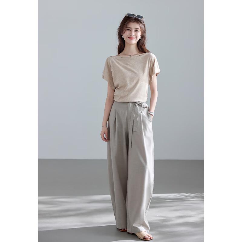 VICTORIA&VERA Off-Shoulder Studded Short Sleeve T-Shirt