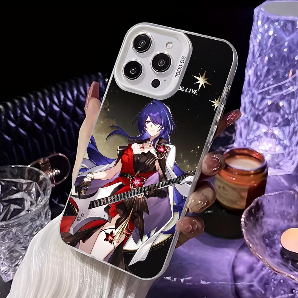 

HSR Acheron White Translucent Mobile Phone Case for iPhone 17 16 15 14 13 12 11 X XR XS Air Pro Max Plus Colorful Cover iPhone17