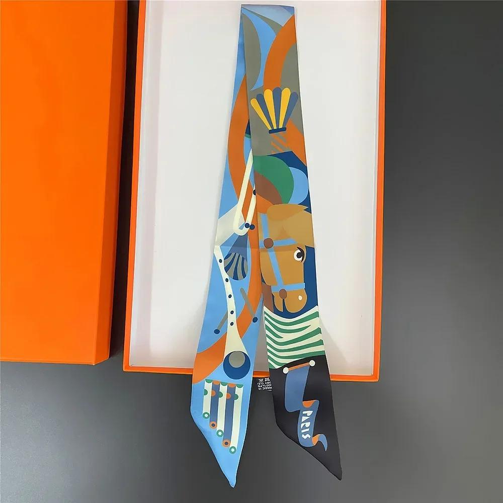 Long Lady Bag Silk Scarf Skinny Neck Hair Scarfs For Women Band Headwear Handbag Tie Ribbons  New Handle Wraps Summer