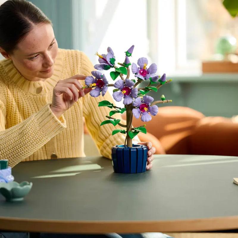 Stavebnice Květ ibišku, Umělá rostlina a Květinový DIY model, Kreativní hračka pro odbourání stresu pro dospělé, Dárek pro muže i ženy