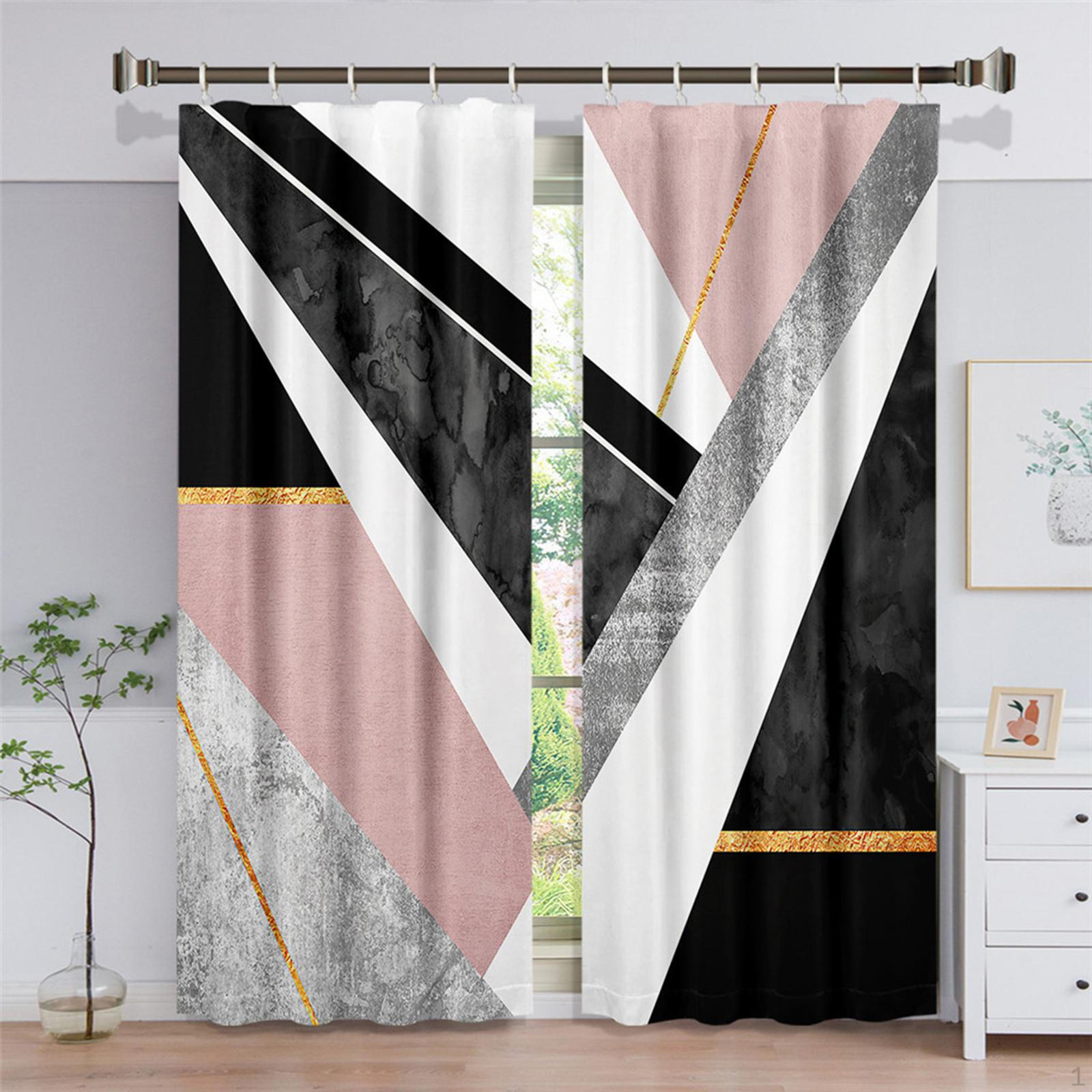 

Elegant Shower Curtains with Hooks for Bathroom and Bedroom Decor Black Pink
