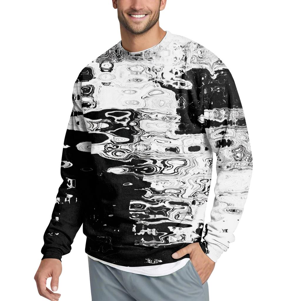 Men's Casual Fashion Printed Round Neck Pullover Sweatshirt