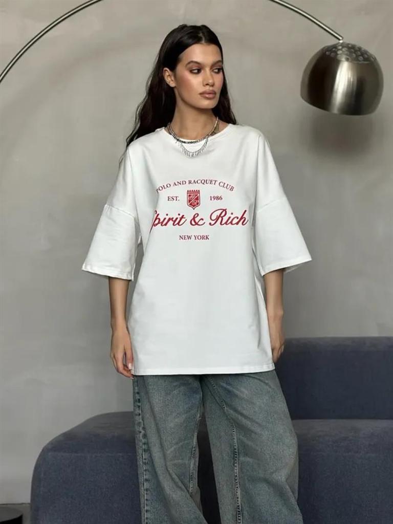 Crowd 100% Bomull Trendig Kortärmad Retro Bokstavstryckt T-shirt - Sommar 2025 Kollektion