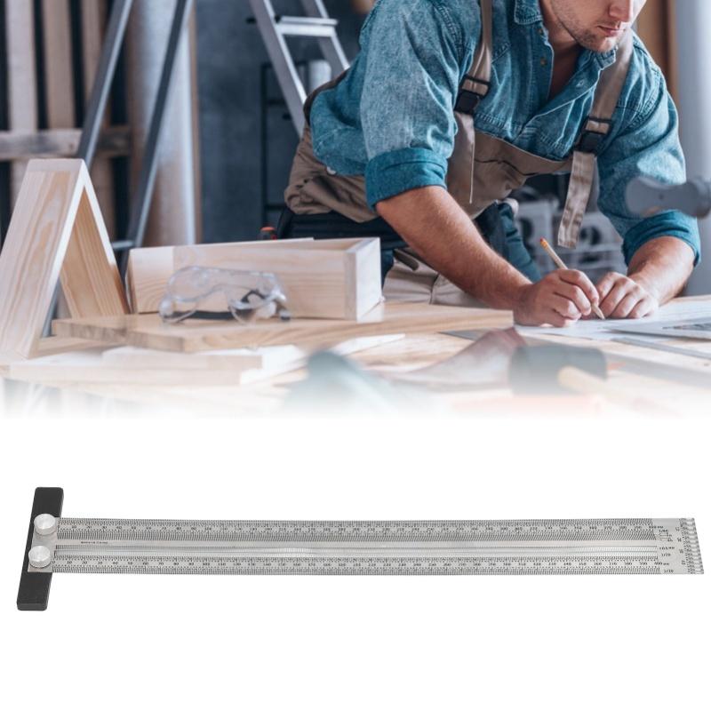 Woodworking Marking T Rulers Positioning Scribing Ruler Gauge Carpenter Measuring Mark Ruler 400mm