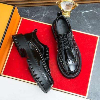 Męskie Buty Codzienne 2025 Gruba Podeszwa Duży Nosek Skórzane Buty Eleganckie Zwiększające Wzrost Formalne Biznesowe Oksfordy Antypoślizgowa Gumowa Podeszwa