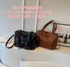 [KSTAMP] PU Leather Shoulder Bag, 2-Way Handbag with Multi-Function Pockets, 36x17x25cm, BlackBrown (Black)