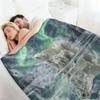 Northern Lights Polar Bear Flannel Blanket, Arctic Wildlife Family Pattern Throw, Soft Cozy for Nature Lover Home Decor