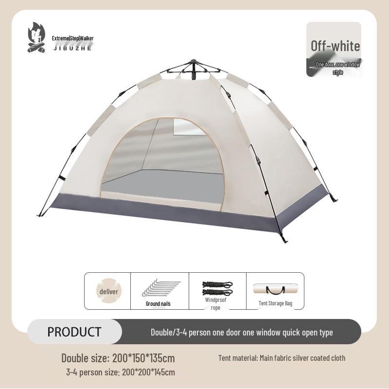 Автоматическая ветрозащитная уличная палатка с защитой от солнца: Быстрораскладывающийся, Водонепроницаемый, Вместимость 3-4 человека для Кемпинга и Пикников Double