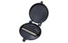 Direct-heat pancake maker with detachable handle, separate top and bottom sections, single-serving, lightweight, non-stick coating, easy to clean, ful