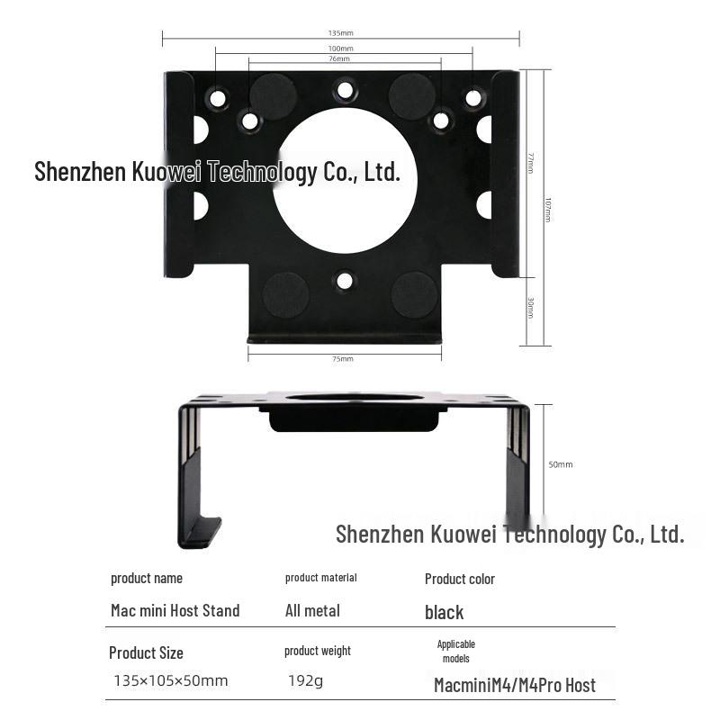 Mac Mini (2018-2024) M2/M4 Metal Under-Desk Monitor Mount & Wall Shelf