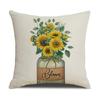 Summer Sunflower Letter Linen Pillowcase Outdoor Party Sofa Cushion Bedroom Pillow