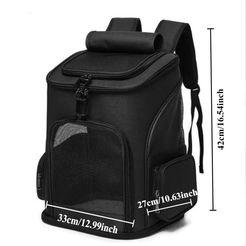 

Safety Cushioned Pet Carrier Backpack for Small Large Cats Dogs Expandable Breathable Foldable Travel Bag Pets Bag Pet Backpack 33x27x42CM чёрный