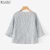 ZANZEA Damen Lässig Rundhals Locker 3/4 Ärmel Streifen Bluse