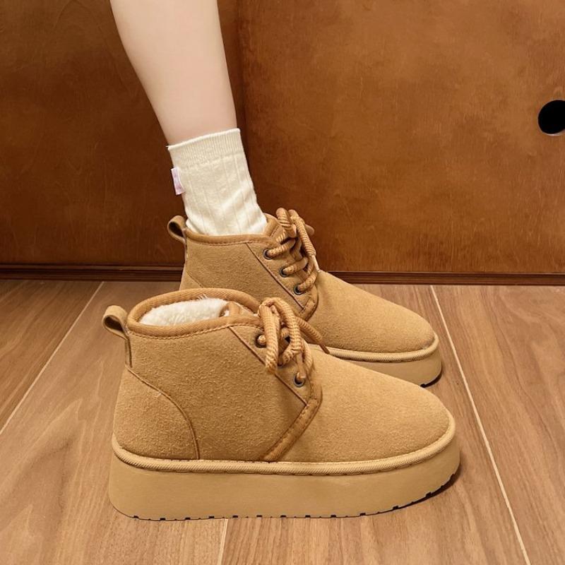 Large Size Snow Boots for Women's Autumn and Winter New Velvet Thickened Retro Cotton Boots Cotton Shoes for Women