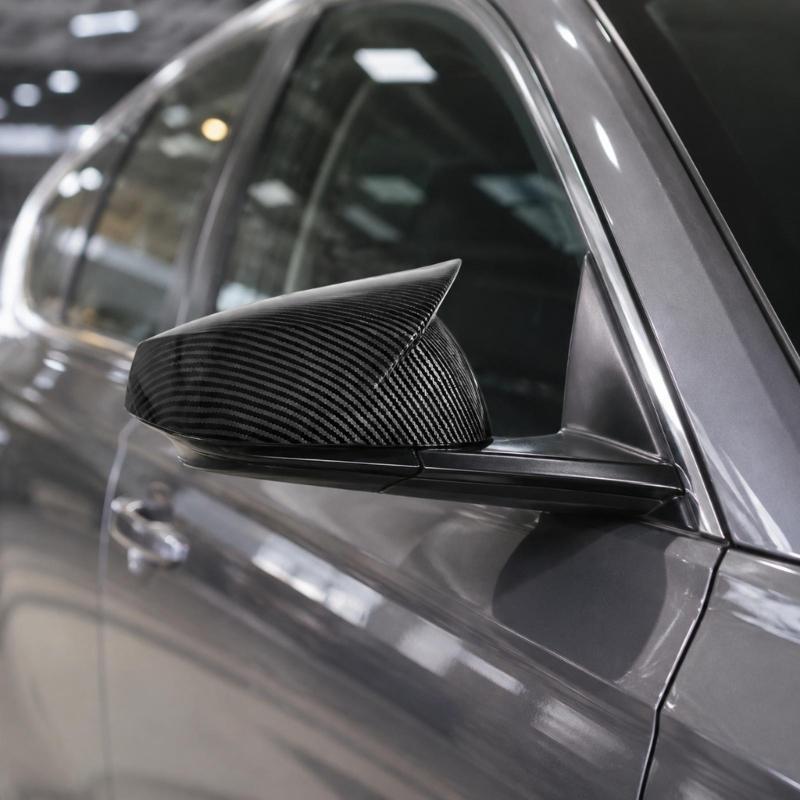 Side Mirror Housing Covers, Molded ABS Pair with Clearance Around Integrated Turn Signals After Adhesive Installation