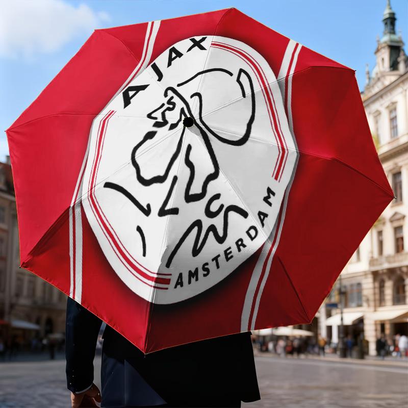 Ombrello Pieghevole Automatico con Stemma Ajax Amsterdam - Ombrello da Viaggio a 8 Stecche con Apertura/Chiusura Automatica e Portatile, Regali per Vacanze o Compleanni