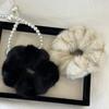 Korean Luxury Plush Scrunchie For Women Elastic Furry Hair Tie Girls Black Soft Hair Bands Big Fuzzy Crunchy for Hair Accessorie