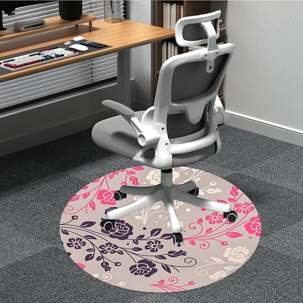 

1pc Floral Pattern Chair Carpet for Office, Round Polyester Mat, Indoor Decor for Office, Washable Non-slip Carpet yy251219086 80cm by 80cm