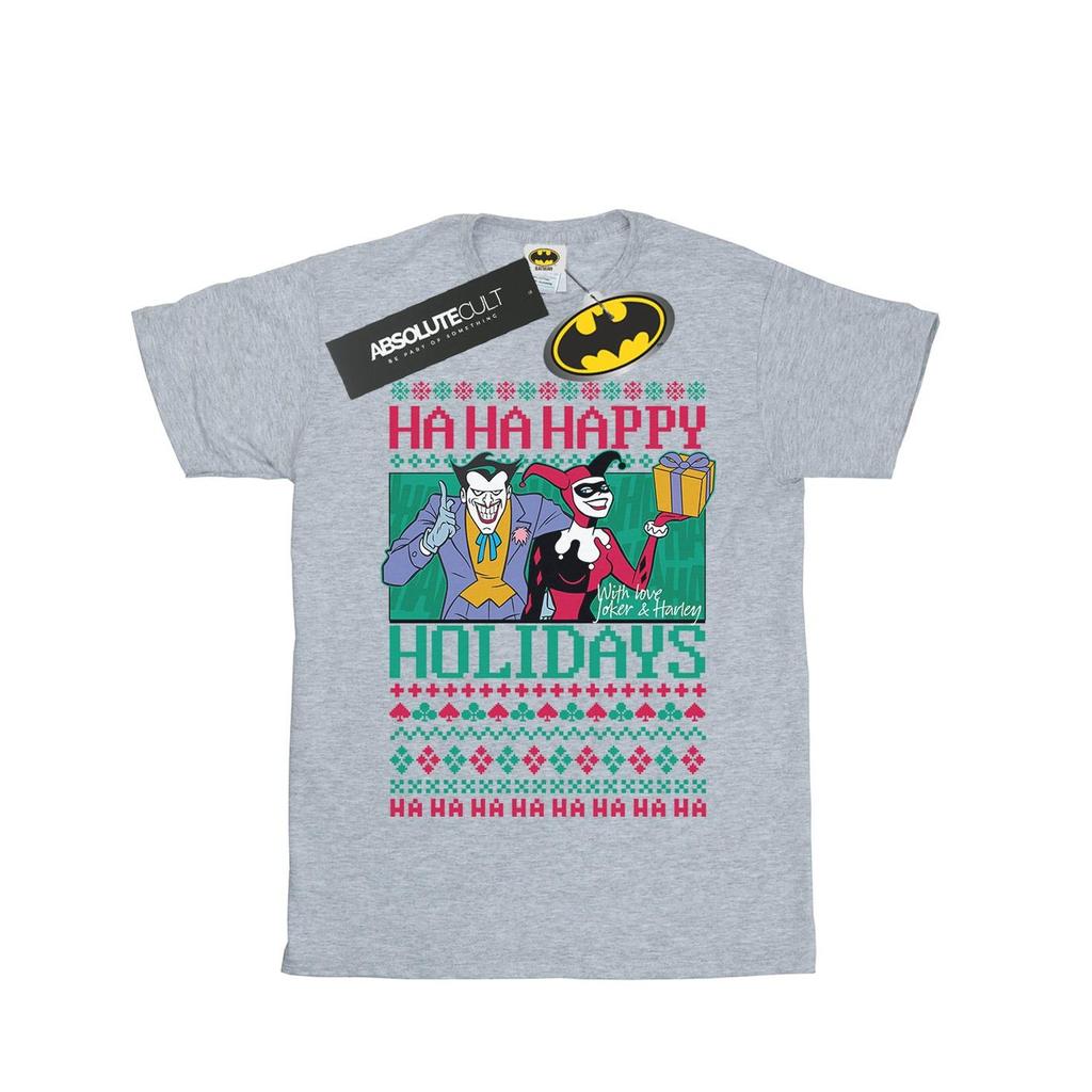DC Comics Mens Joker And Harley Quinn Ha Ha Happy Holidays T-Shirt