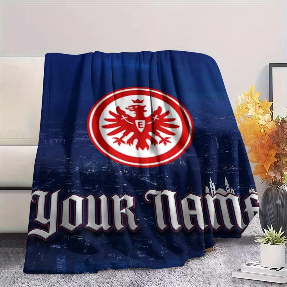 1PC Custom Name Eintracht Frankfurt Patterned Flannel Blanket Suitable For All Seasons for Home Decor Warmth and Comfort Gifts Holiday Present