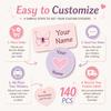 140Pcs Custom Name Stickers Personalized Self-Adhesive Labels 4 Cute Designs For Bottles Stationery Storage Boxes