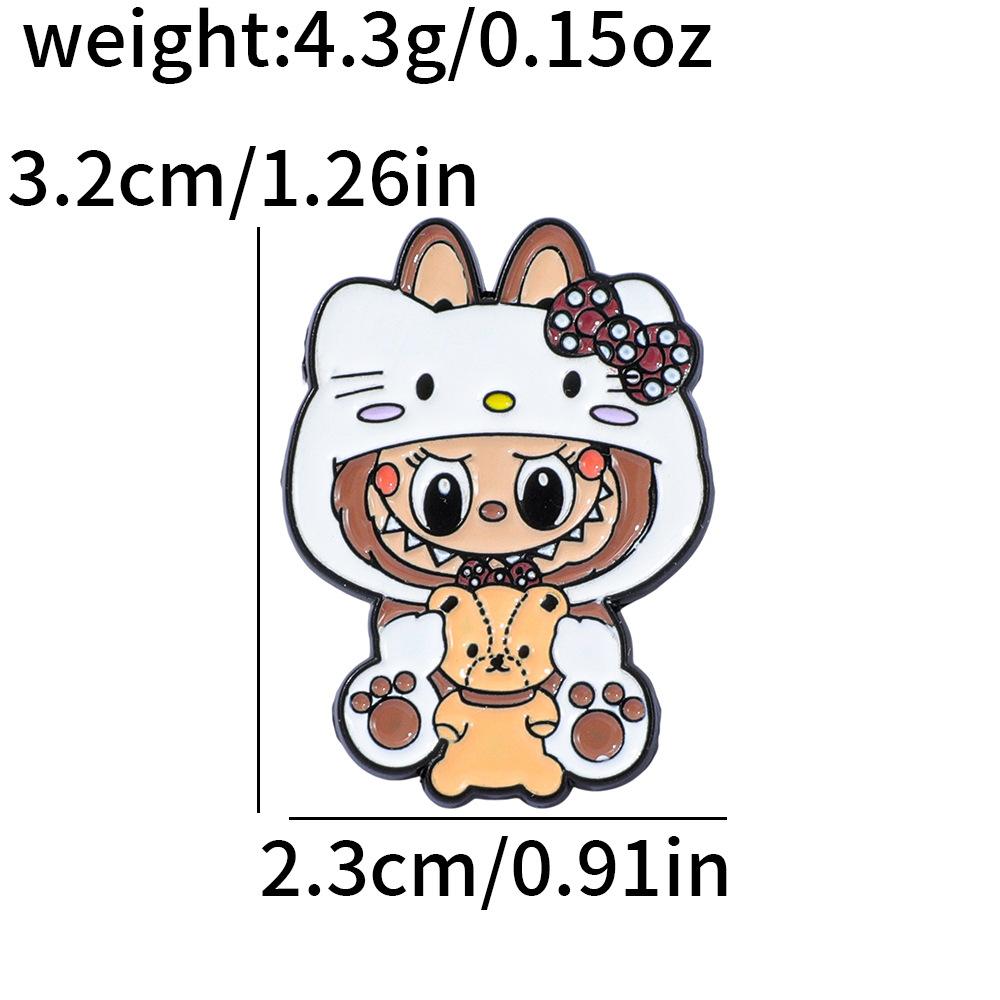 Creative Personality Labub Metal Badge Cute Rabbit Alloy Brooch Pin Decoration