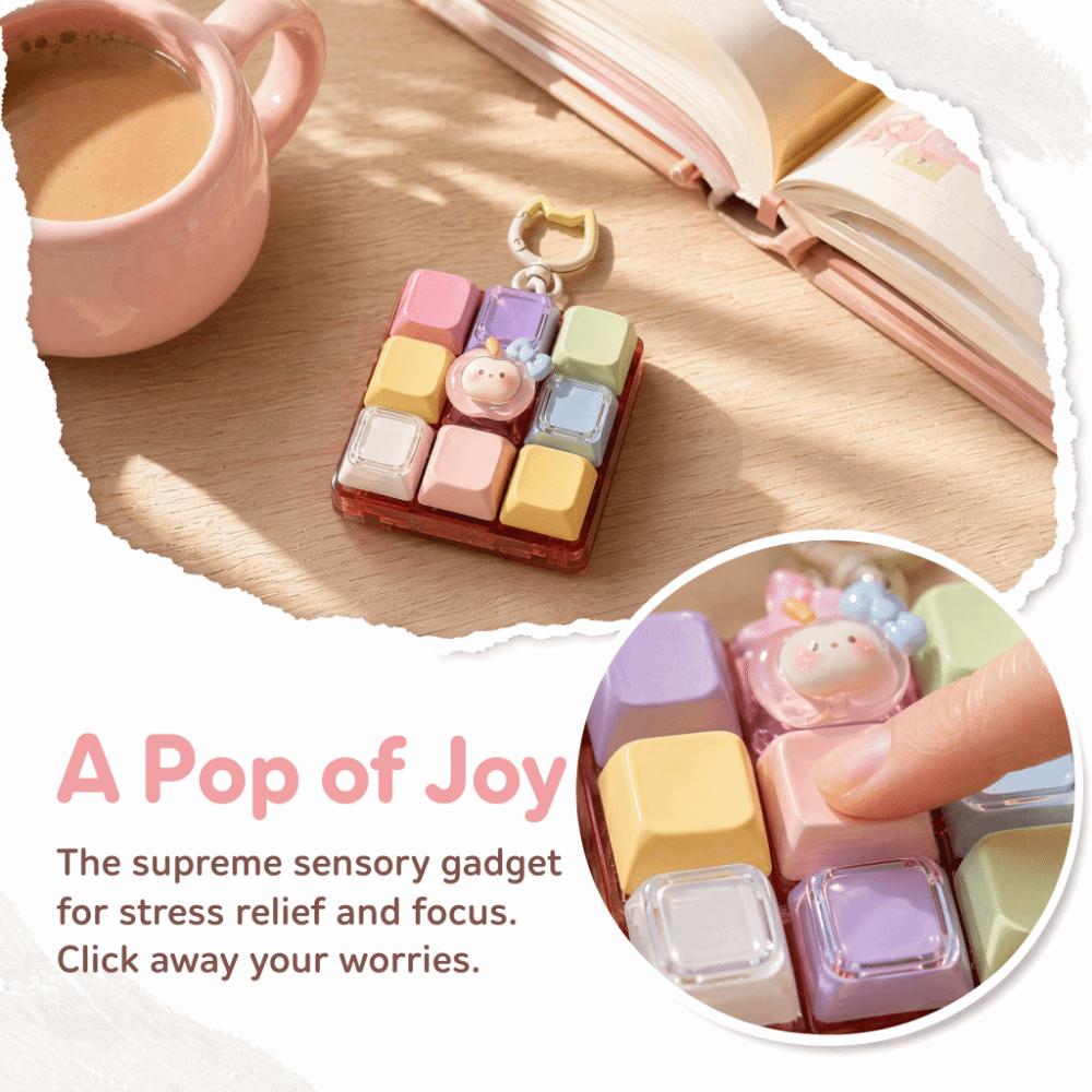 Keys Button Fidget Keychain DIY Keyboard Clicker Toy New Pinch Toy  Relief Stress