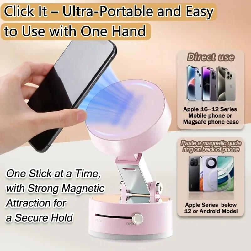 Vacuum Magnetic Suction Cup Folding Swivel Phone Stand 360 Degree Rotation Phone Holder For Iphone Car Cell Phone Bracket