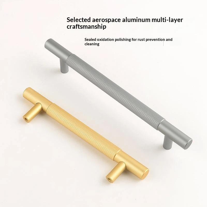 Nordic Wardrobe Handles–Gold Copper & Black Drawer Knobs Extended American-Style Aluminum Alloy Cabinet Pulls Furniture Hardware