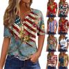 Women's T Shirt Tee Print Button Short Sleeve Daily Weekend Fashion Basic V- Neck Regular Top