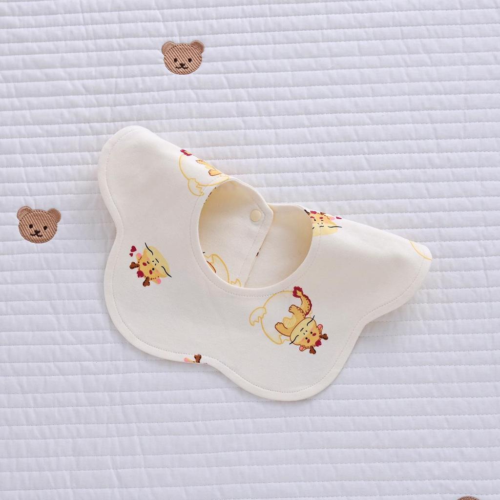 Unisex Pure Cotton 360° Petal-Shaped Absorbent Bib for Newborns